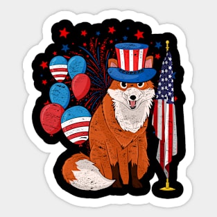 Patriotic 4th Of July USA Flag America Animal Lover Fox Sticker